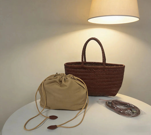 Anais Handgeflochtene Leder-Shopper-Tasche